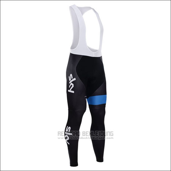 2015 Fahrradbekleidung Sky Azurblau und Shwarz Trikot Langarm und Tragerhose